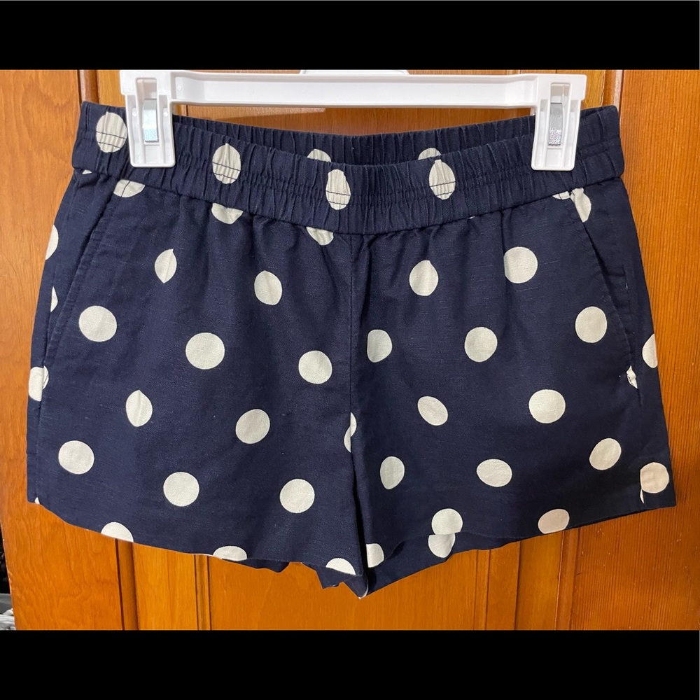 JCrew Factory Navy and White Polka Dot Shorts